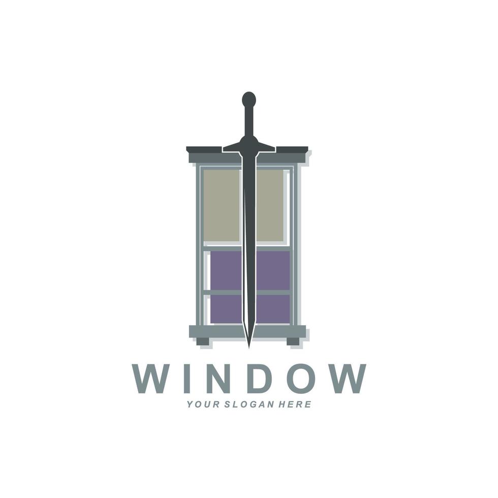 logo della finestra di casa, design dell'icona degli interni domestici vettore