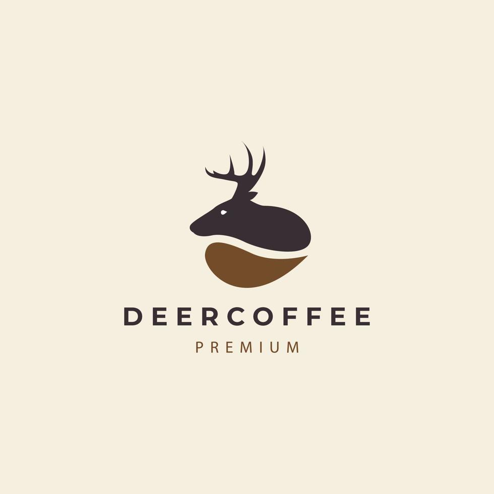 testa di cervo caffè chicchi di caffè logo design icona vettore illustrazione