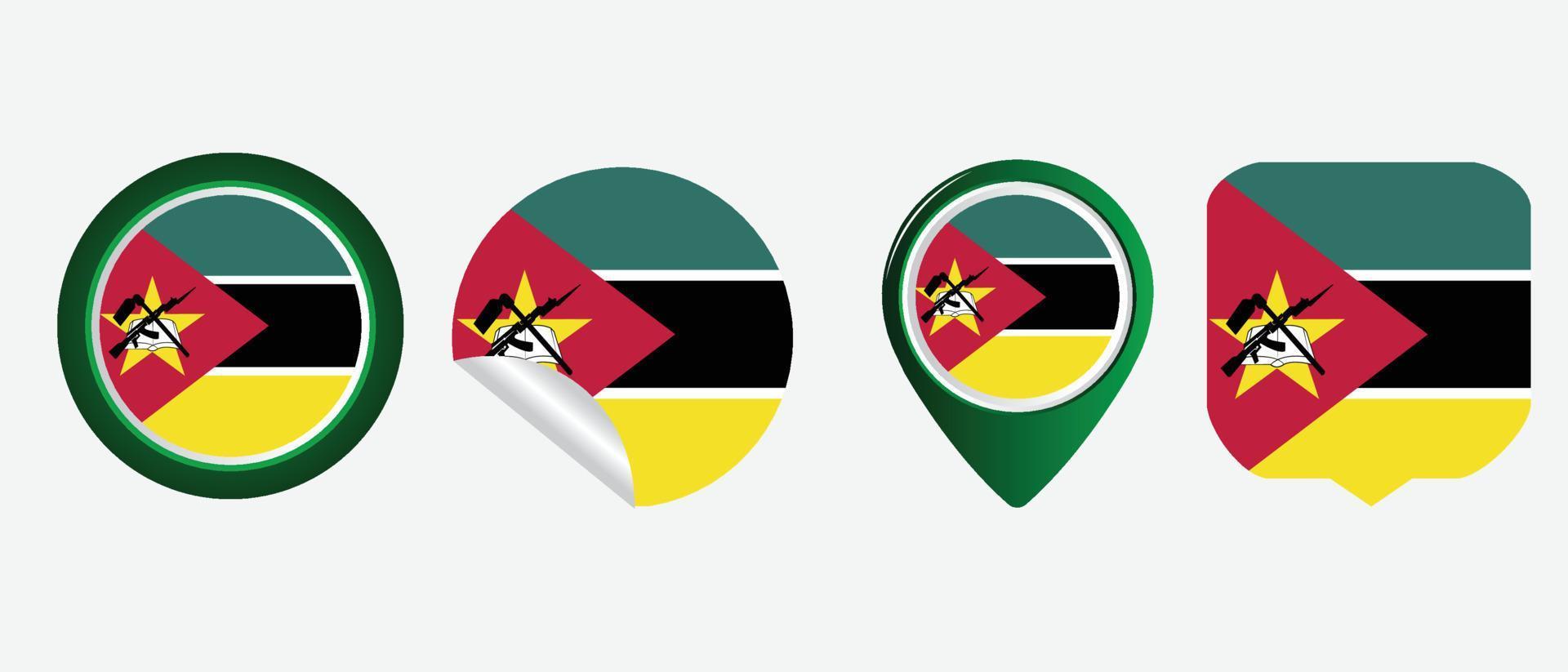 icona della bandiera del mozambico. set di icone web. collezione di icone piatte. semplice illustrazione vettoriale. vettore