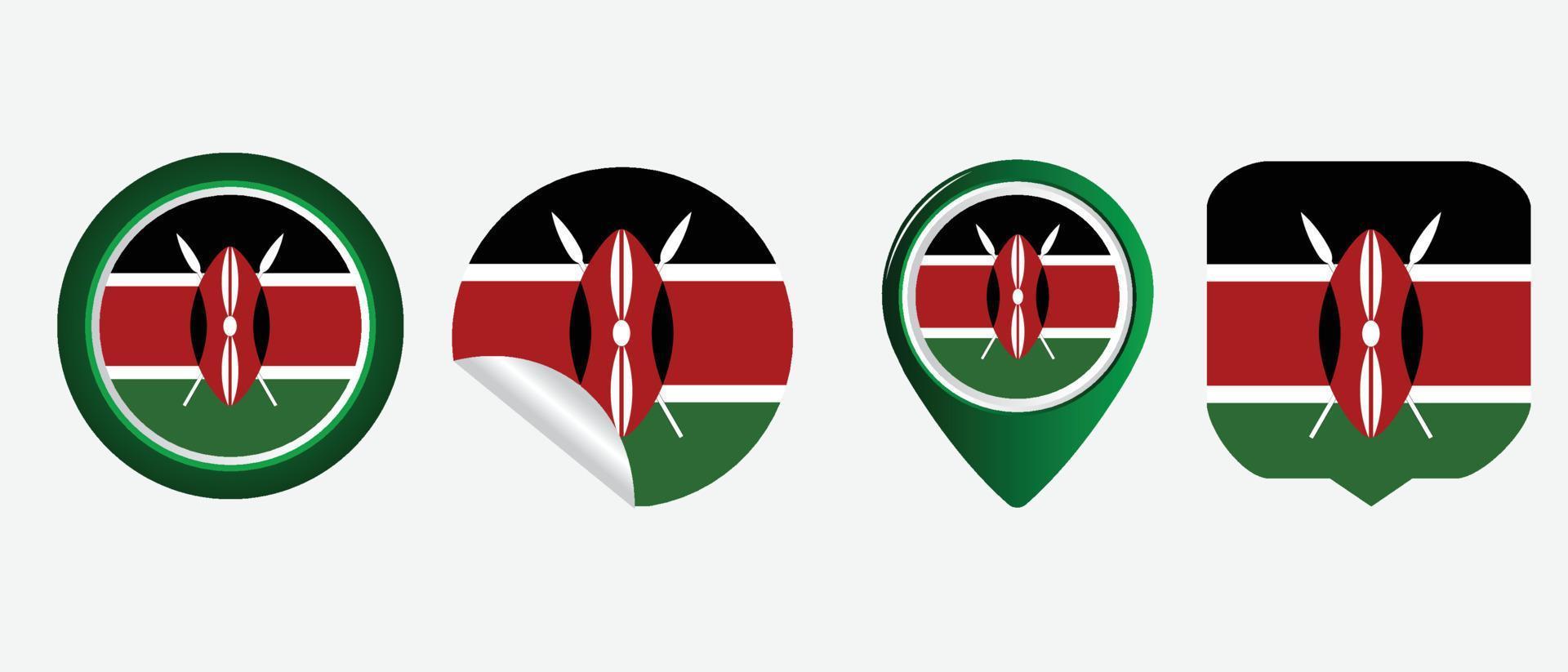 icona della bandiera del kenya. set di icone web. collezione di icone piatte. semplice illustrazione vettoriale. vettore