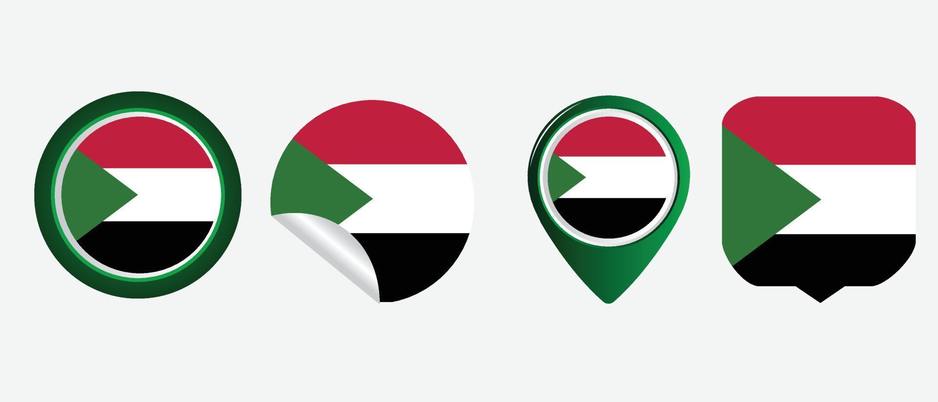 icona della bandiera del sudan. set di icone web. collezione di icone piatte. semplice illustrazione vettoriale. vettore