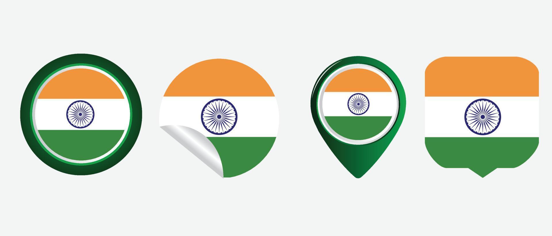 bandiera dell'india. icona piatta simbolo illustrazione vettoriale