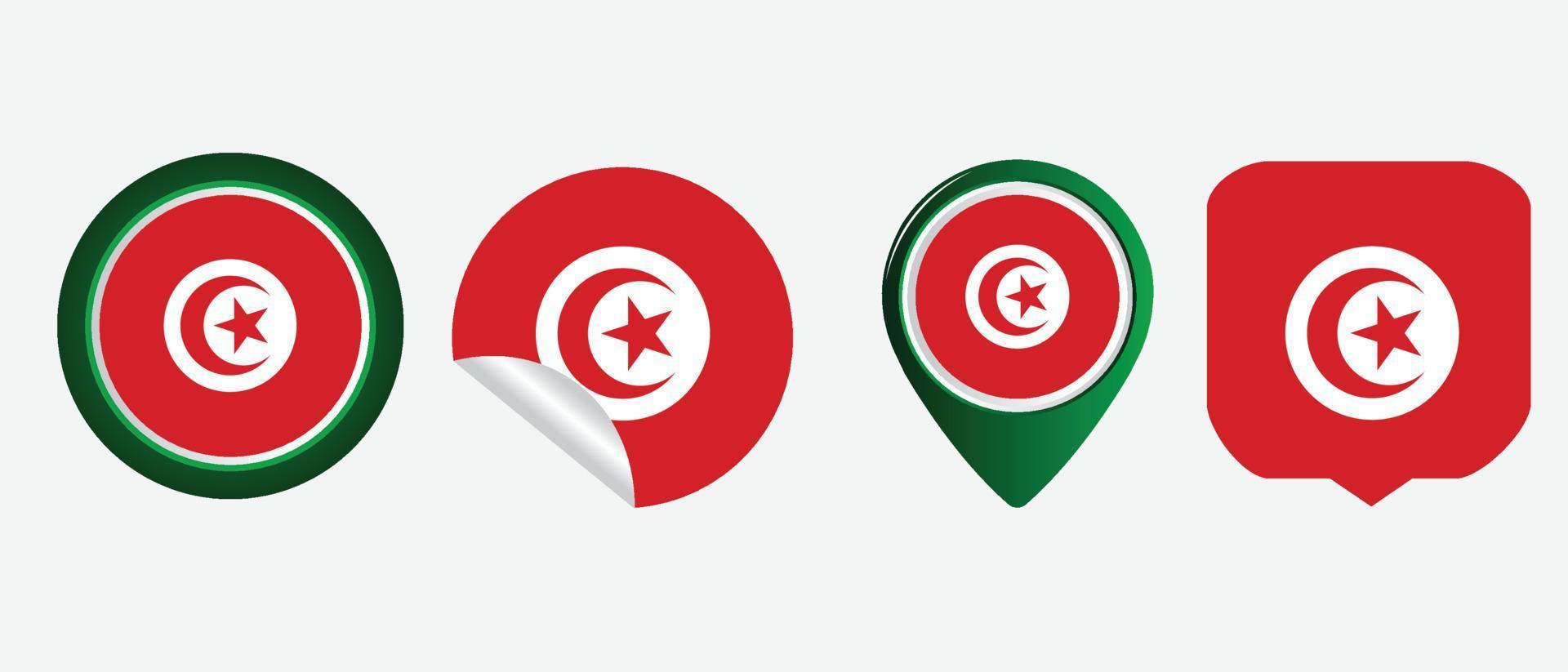 bandiera tunisina. icona piatta simbolo illustrazione vettoriale