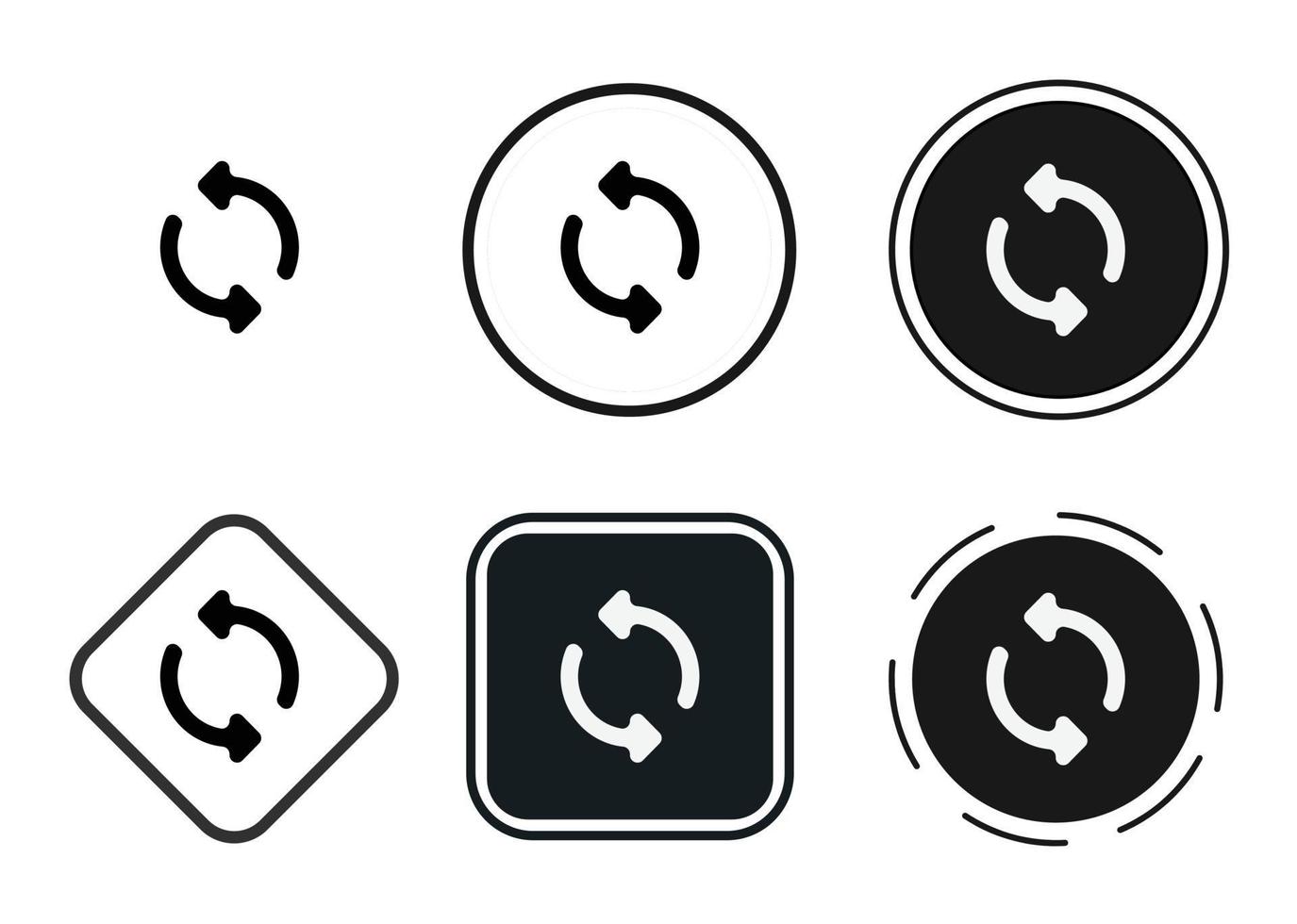 set di icone di sincronizzazione. raccolta di logo con contorno nero di alta qualità per la progettazione di siti Web e app mobili in modalità oscura. illustrazione vettoriale su sfondo bianco