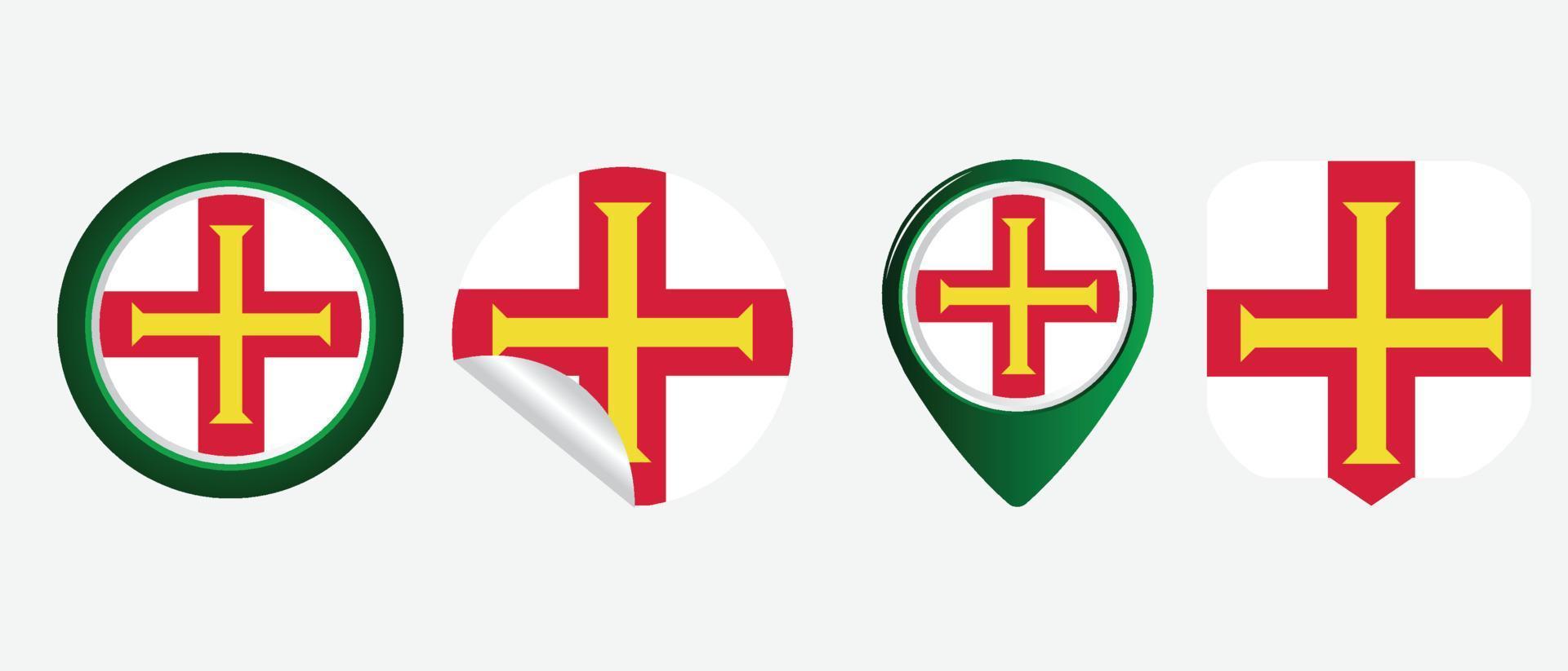 bandiera di Guernsey. icona piatta simbolo illustrazione vettoriale