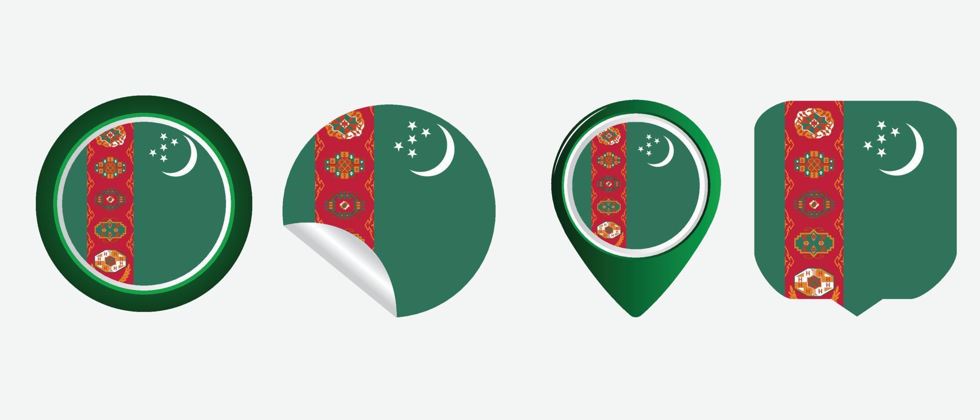bandiera del turkmeno. icona piatta simbolo illustrazione vettoriale