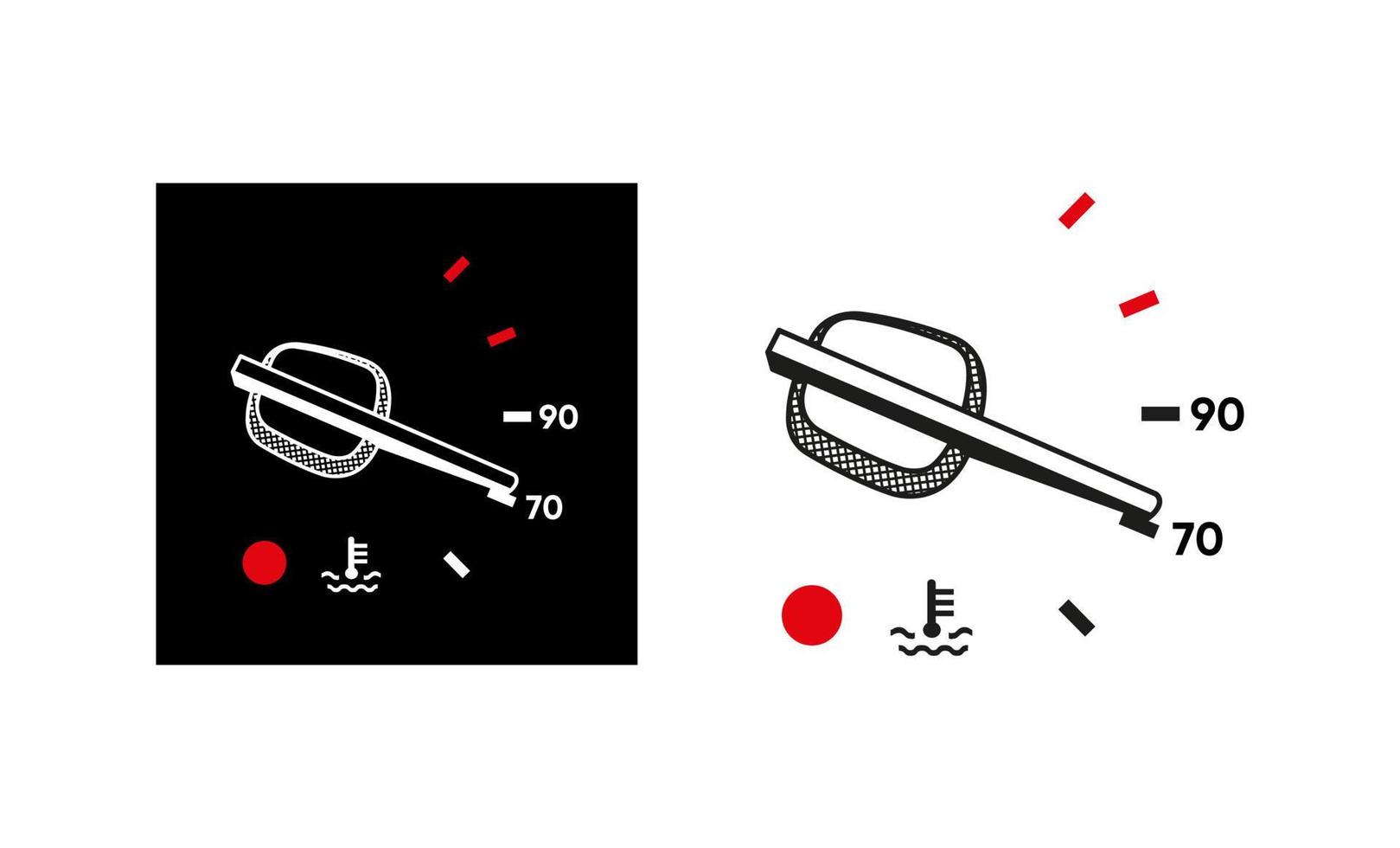 icona dell'indicatore della temperatura dell'auto. icona dell'indicatore di calore del motore dell'auto. silhouette e logo originale lineare. icona del segno di stile contorno semplice. illustrazione vettoriale isolato su sfondo bianco. eps 10