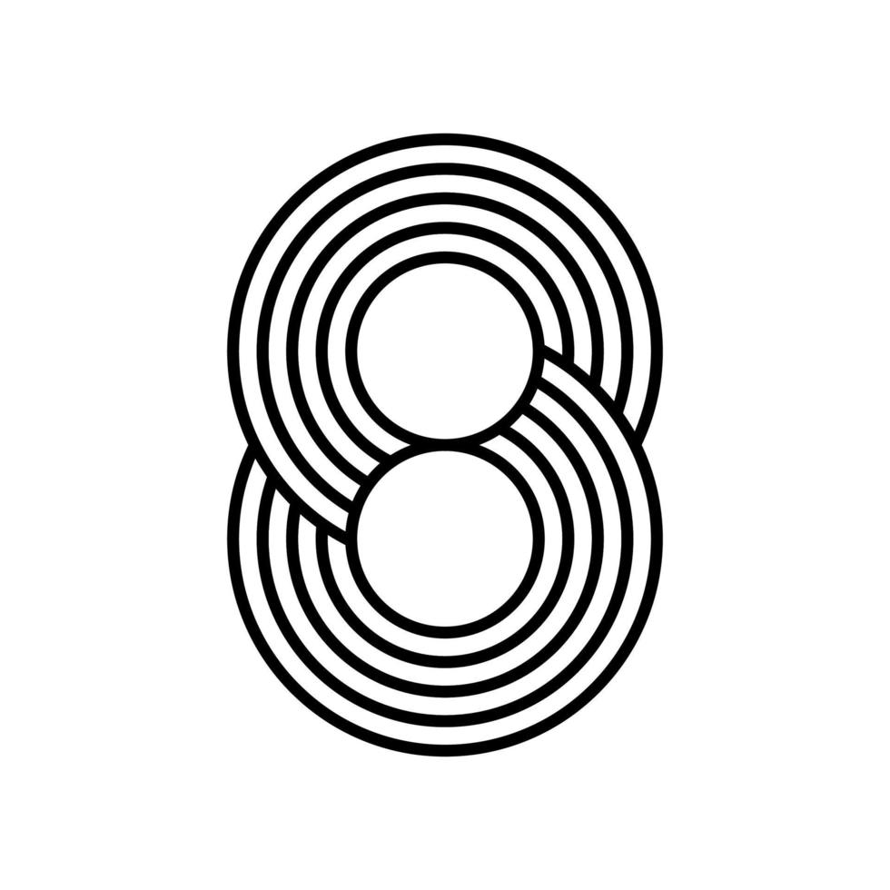 logo moderno lineare del numero 8. numero a forma di striscia di linea. alfabeto numero carattere e numero disegno astratto lineare. logo, identità aziendale, app, poster creativi e altro ancora. vettore