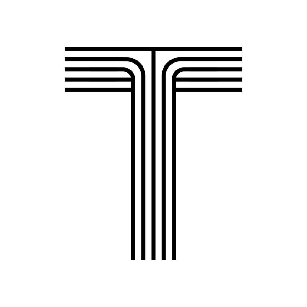 icona moderna lettera t lineare. linea dell'alfabeto e design a intreccio di erbe t. logo, identità aziendale, app, banner creativi e altro ancora. linea geometrica creativa. vettore