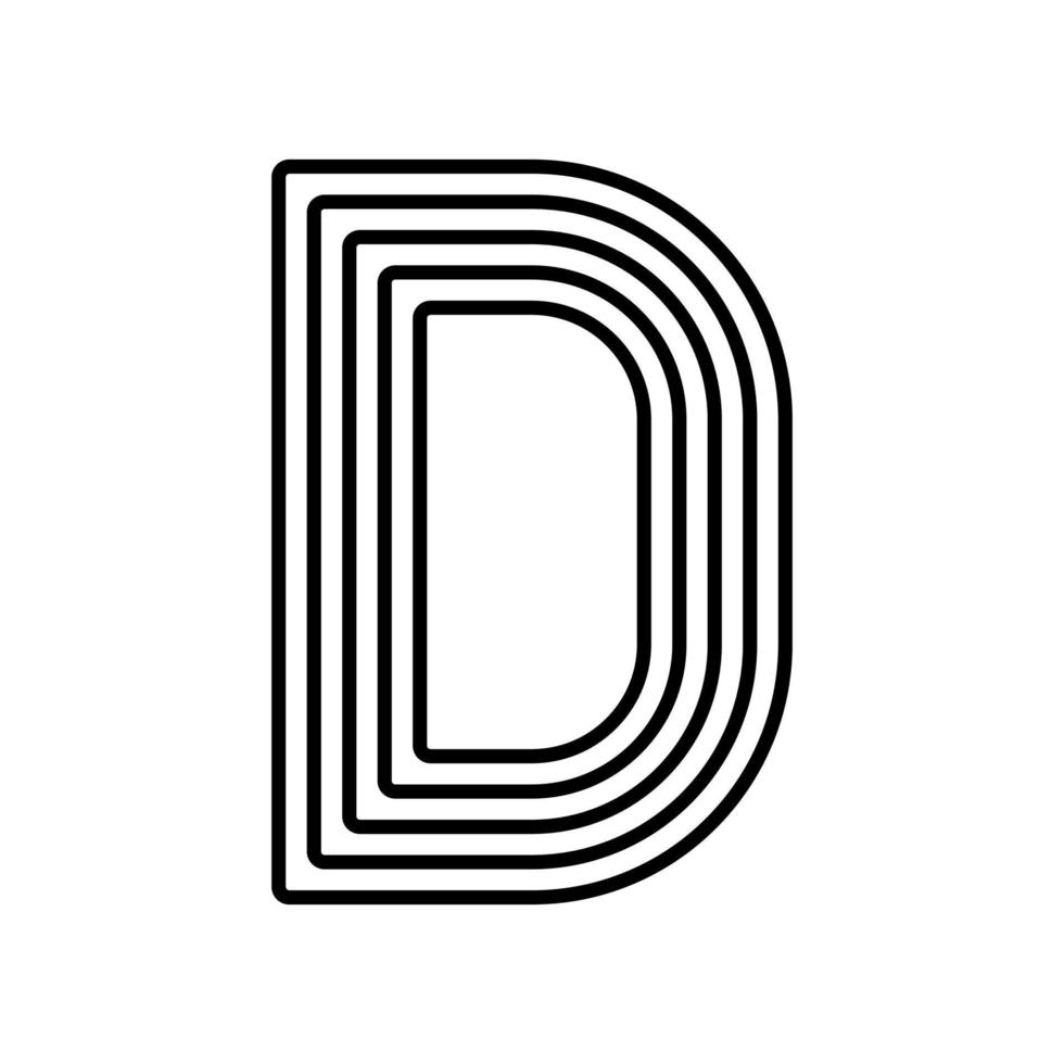 lettera lineare d icona moderna. linea dell'alfabeto e d disegno a intreccio di erbe. logo, identità aziendale, app, banner creativi e altro ancora. linea geometrica creativa. vettore