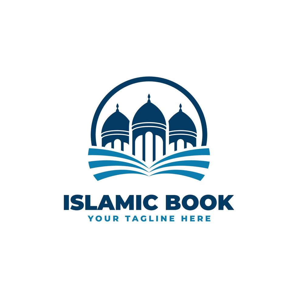 modello di progettazione del logo del libro della conoscenza islamica, modello di progettazione del logo del libro islamico vettore