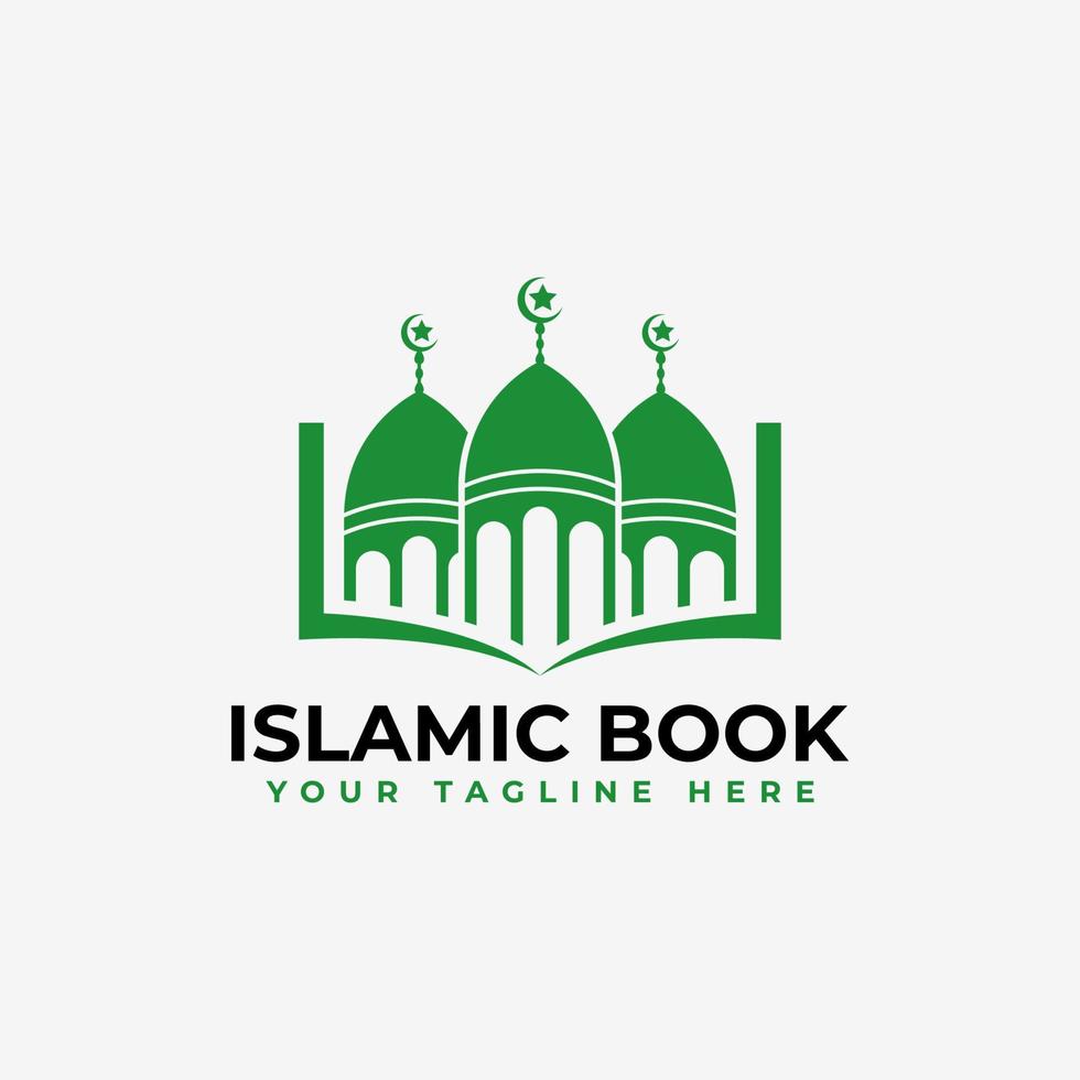 modello di disegno vettoriale del logo del libro islamico, elemento del logo della conoscenza islamica