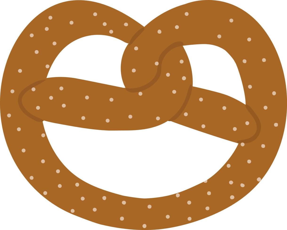 pretzel marrone con grani di sale isolati su sfondo bianco. illustrazione vettoriale. immagini da utilizzare come elemento di design per volantini di menu poster per la stampa su tessuto o cancelleria vettore