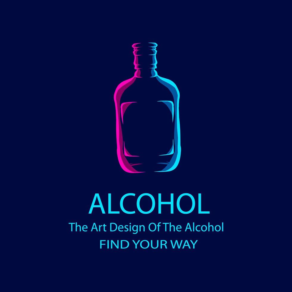 whisky liquido alcol logo linea pop art ritratto design colorato con sfondo scuro. illustrazione vettoriale astratta.