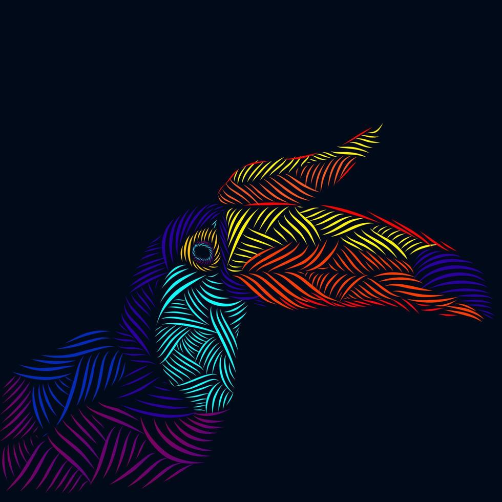 il design del logo colorato del ritratto pop art della linea animale del bucero vettore