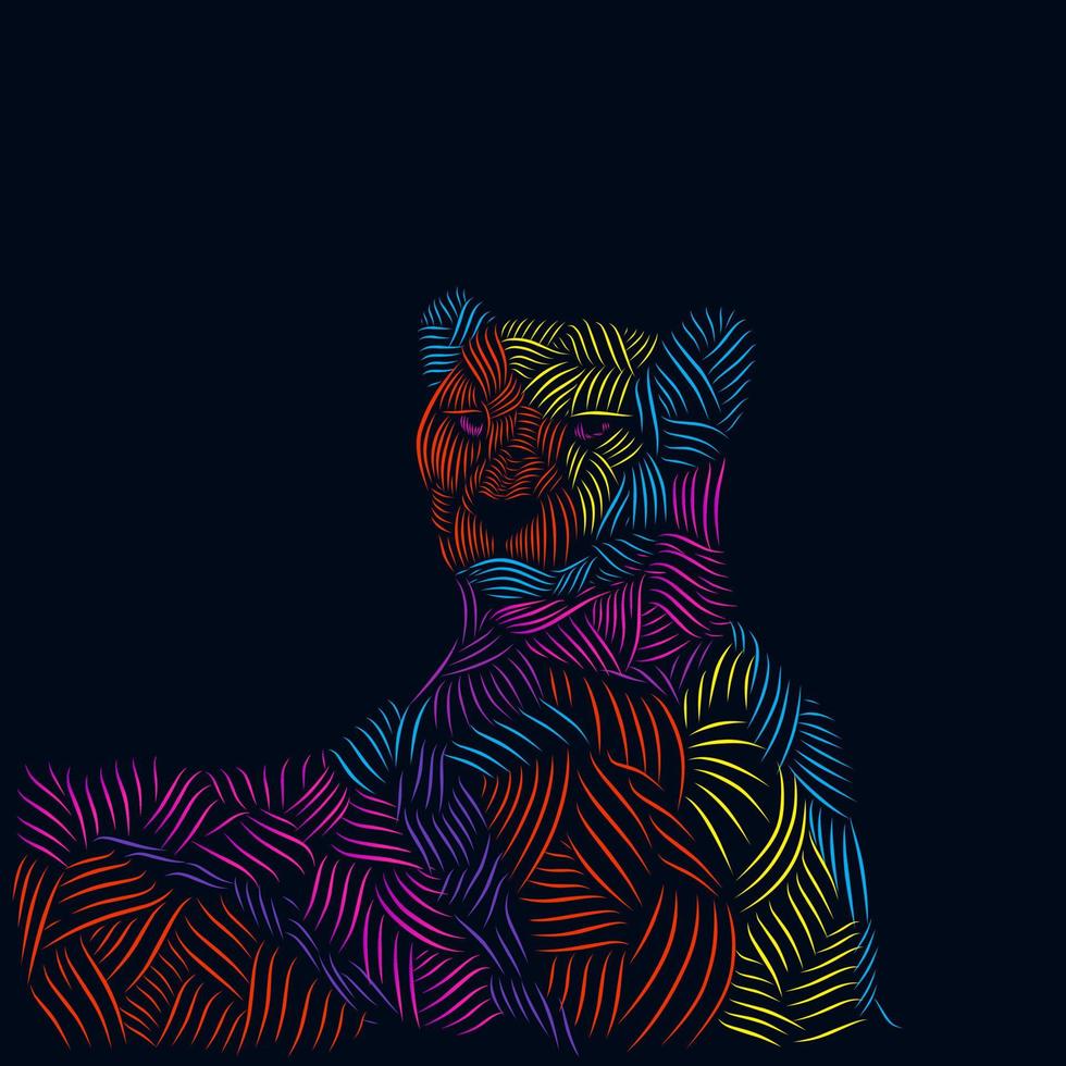 la linea di ghepardi pop art potrait logo design colorato con sfondo scuro vettore