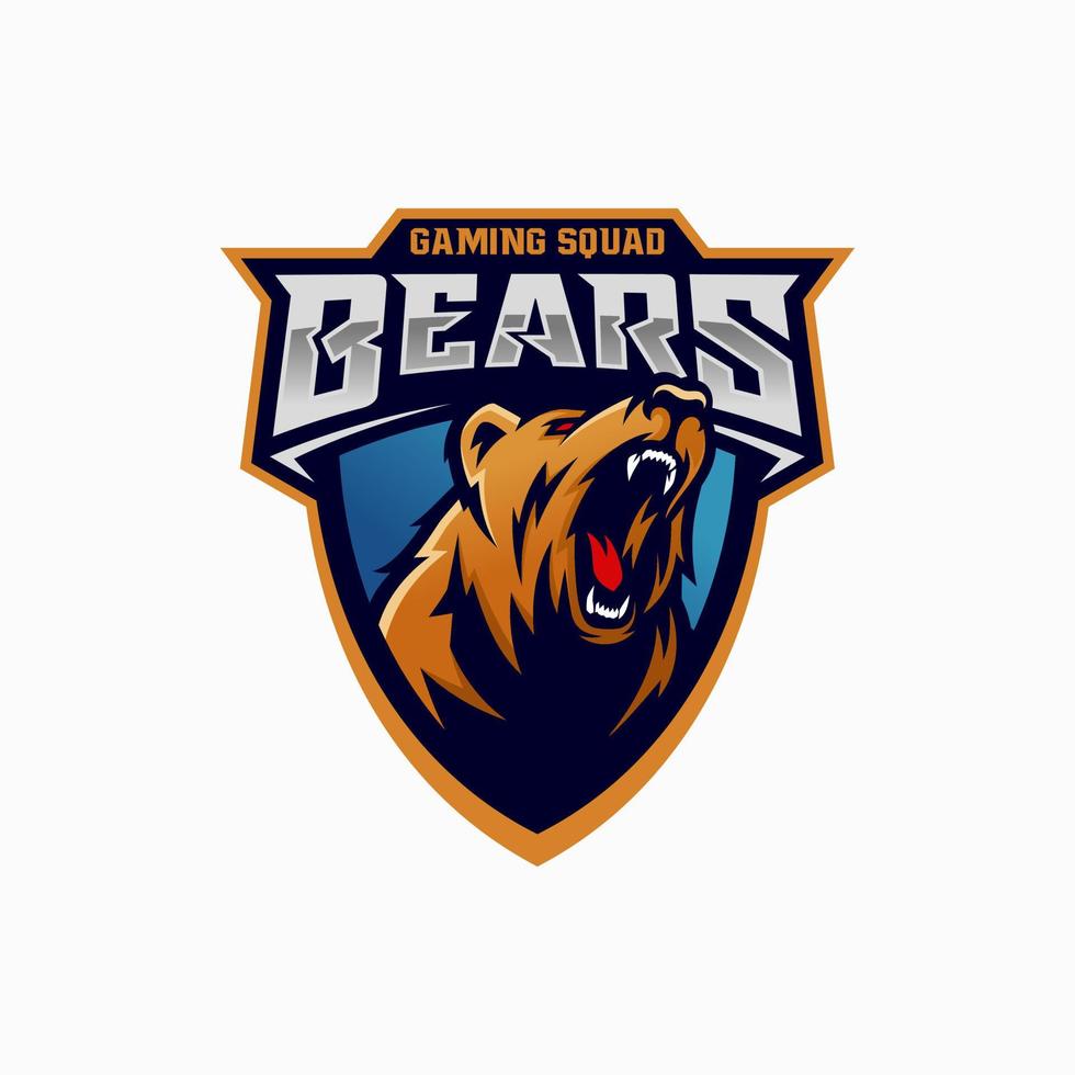 logo moderno dell'orso grizzly professionale per una squadra sportiva vettore