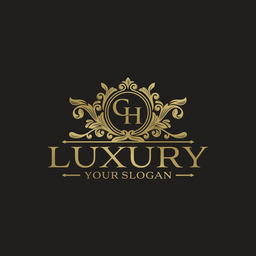 modello di logo floreale araldico cerchio di lusso in vettoriale per ristorante, royalty, boutique, caffetteria, hotel, gioielli, moda e altre illustrazioni vettoriali