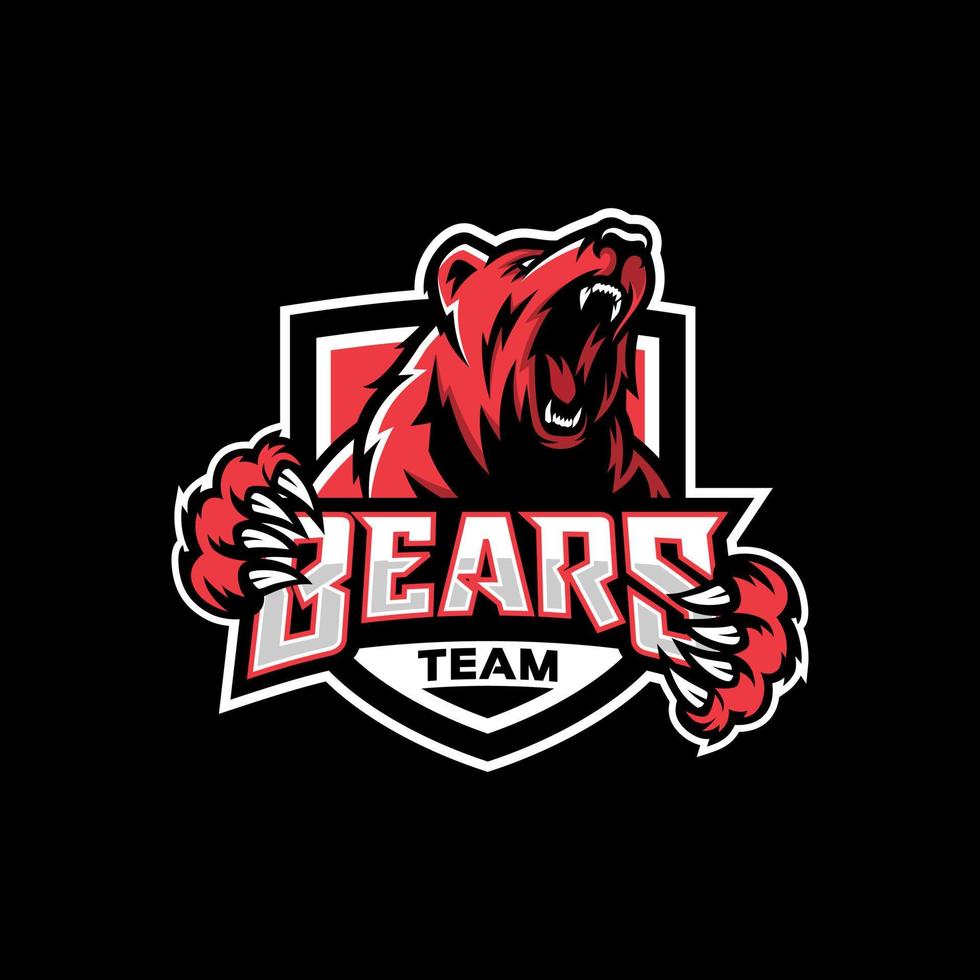 logo moderno dell'orso grizzly professionale per una squadra sportiva vettore
