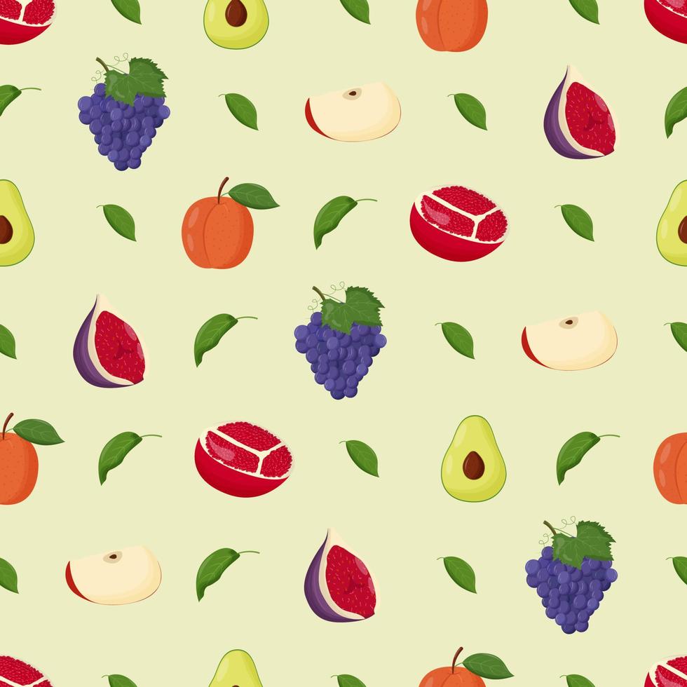 modello senza cuciture di frutta. cibo vegetariano, concetto di alimentazione sana. illustrazione vettoriale piatta.