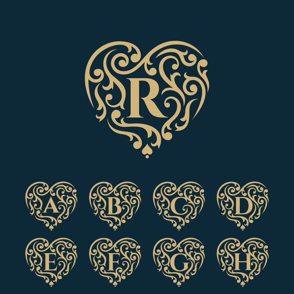 modello di logo floreale araldico cerchio di lusso in vettoriale per ristorante, royalty, boutique, caffetteria, hotel, gioielli, moda e altre illustrazioni vettoriali