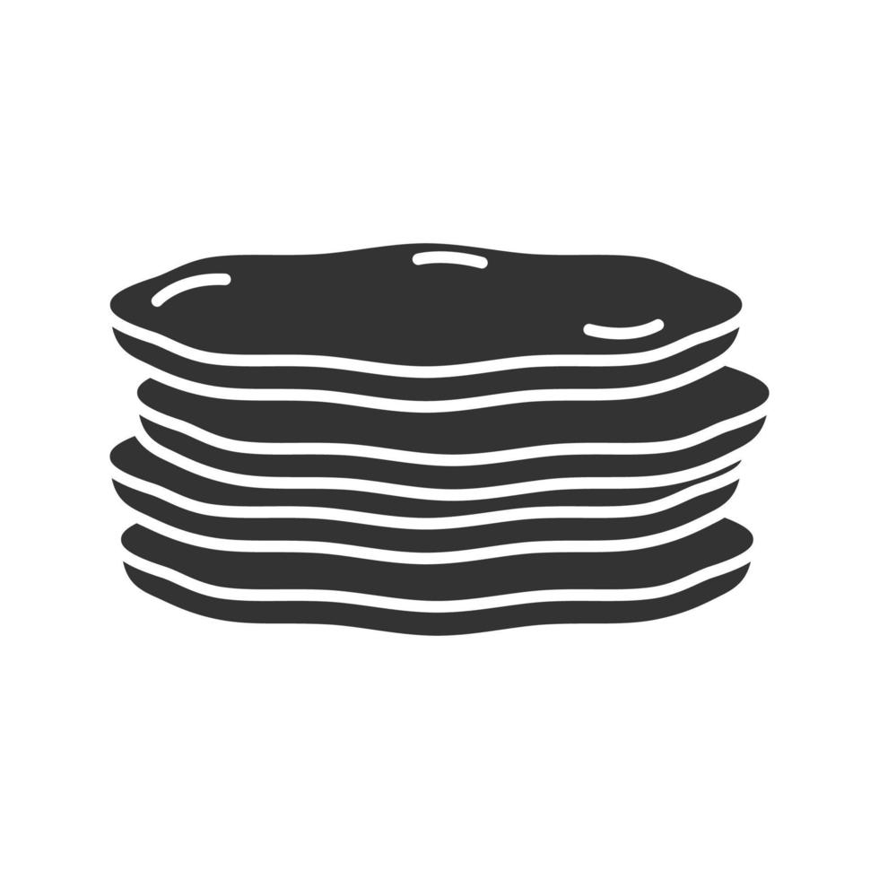 icona del glifo pita. simbolo della sagoma. pane arabo. spazio negativo. illustrazione vettoriale isolato