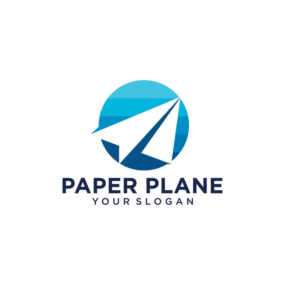 ispirazione per il design del logo di viaggio dell'aeroplano di carta vettore