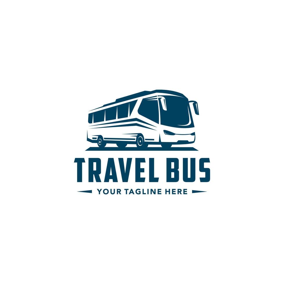 modello di logo di autobus di viaggio con sfondo bianco. adatto alle tue esigenze di design, logo, illustrazione, animazione, ecc. vettore