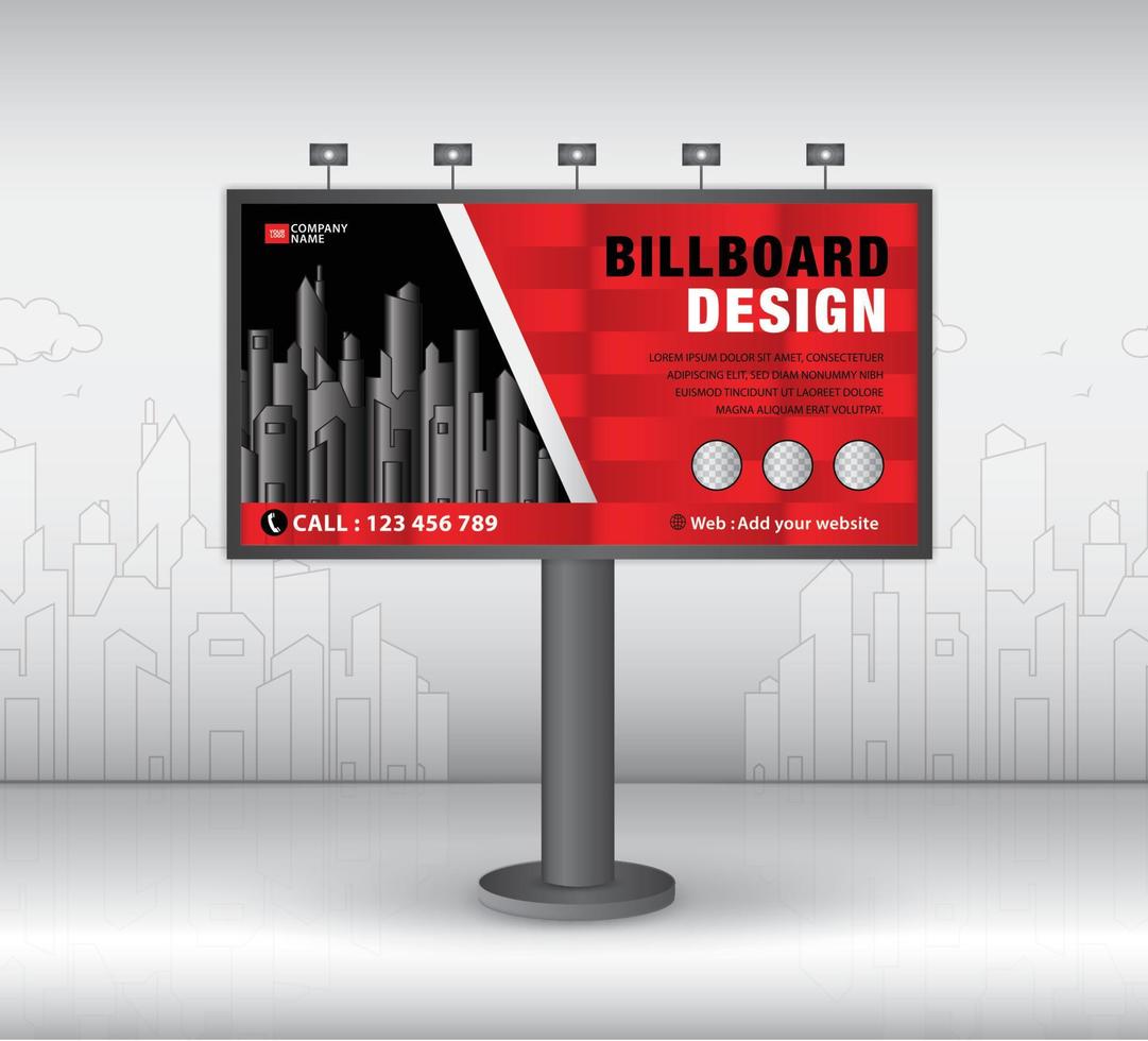 modello di progettazione cartellone pubblicitario, pubblicità, costruzione realistica per pubblicità esterna su sfondo città, design banner per pubblicità esterna, banner web, poster, presentazione, modello aziendale vettore