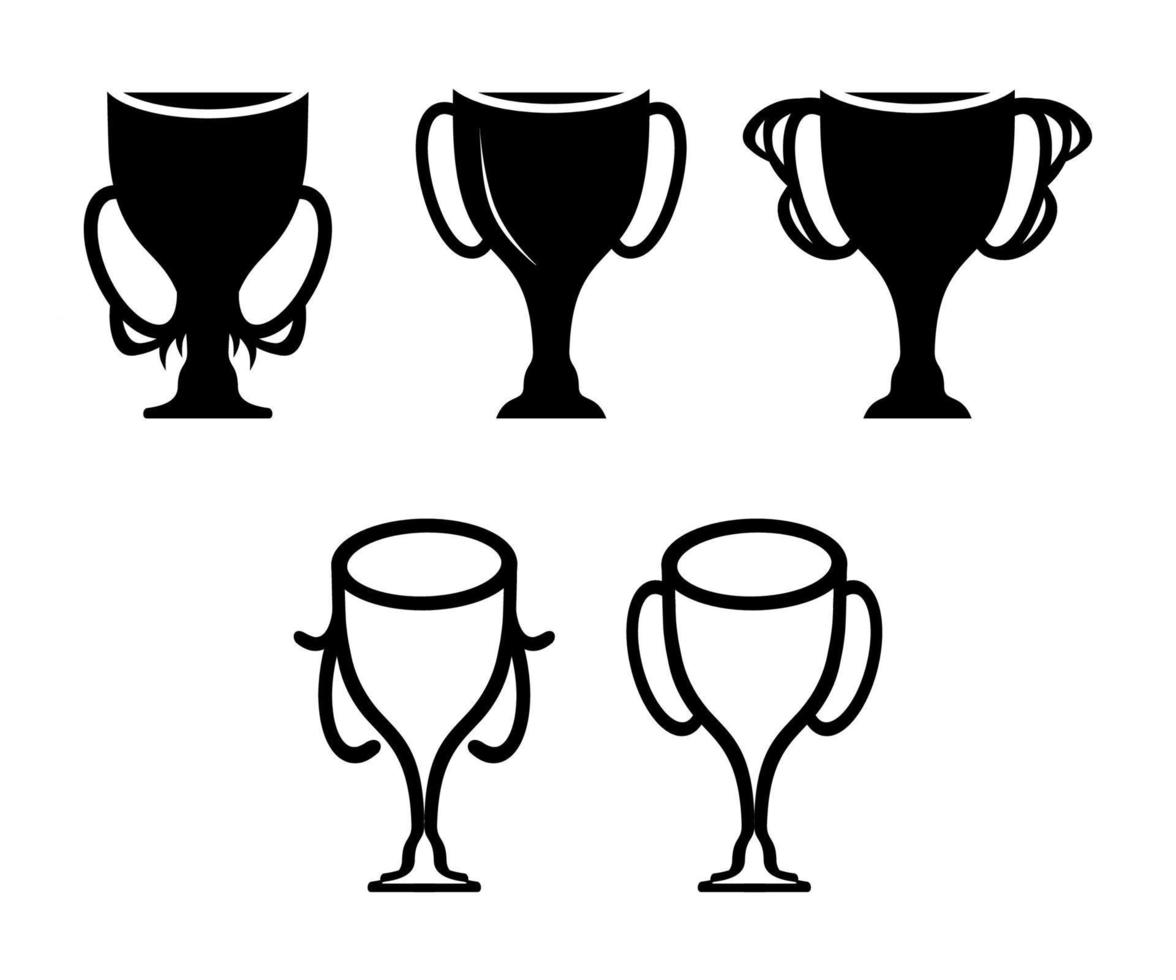 insieme dell'illustrazione dell'icona del trofeo d'oro di calcio vettore