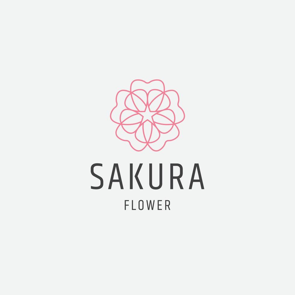 illustrazione vettoriale del modello di design piatto dell'icona del logo del fiore di sakura