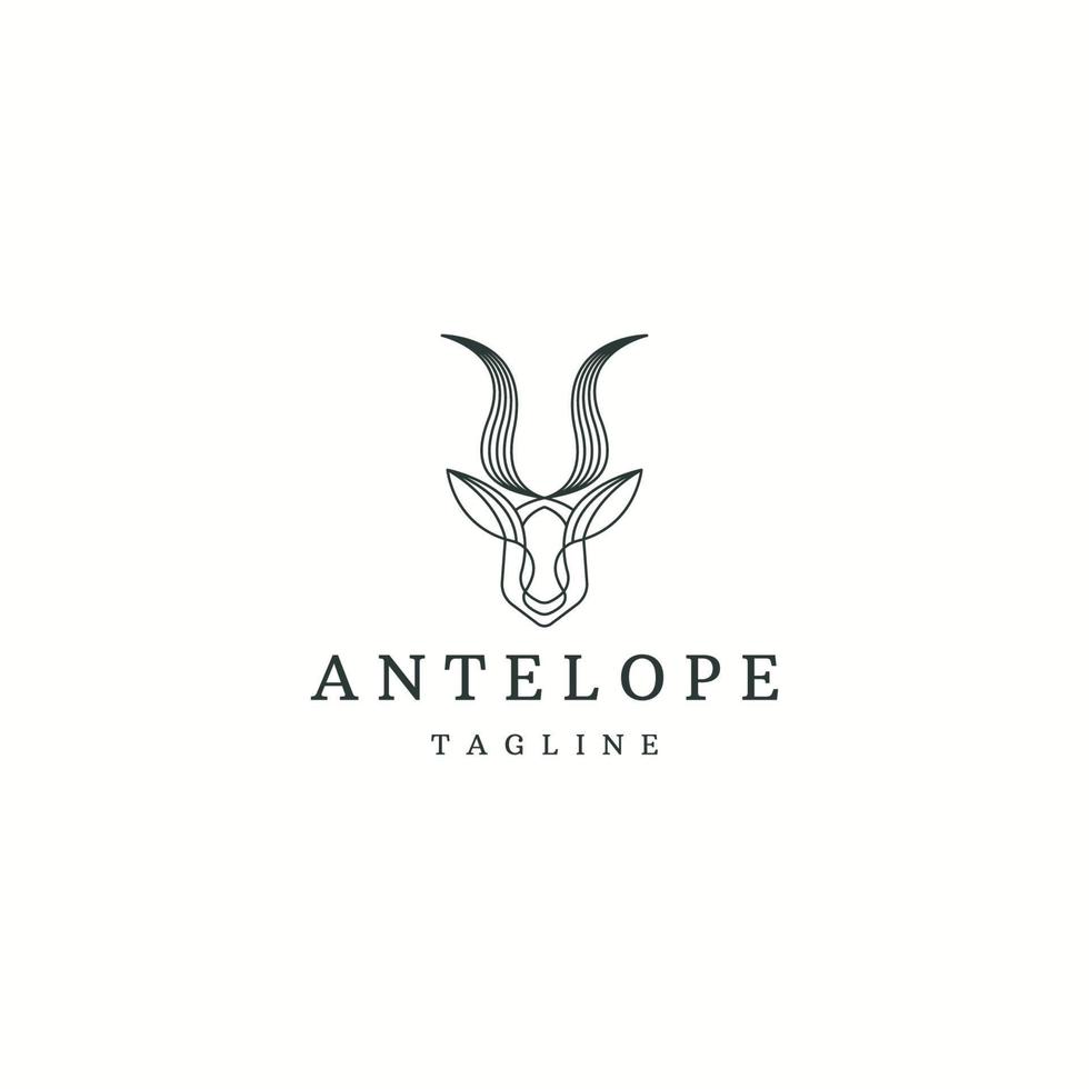 illustrazione vettoriale piatta del modello di progettazione dell'icona del logo animale dell'antilope