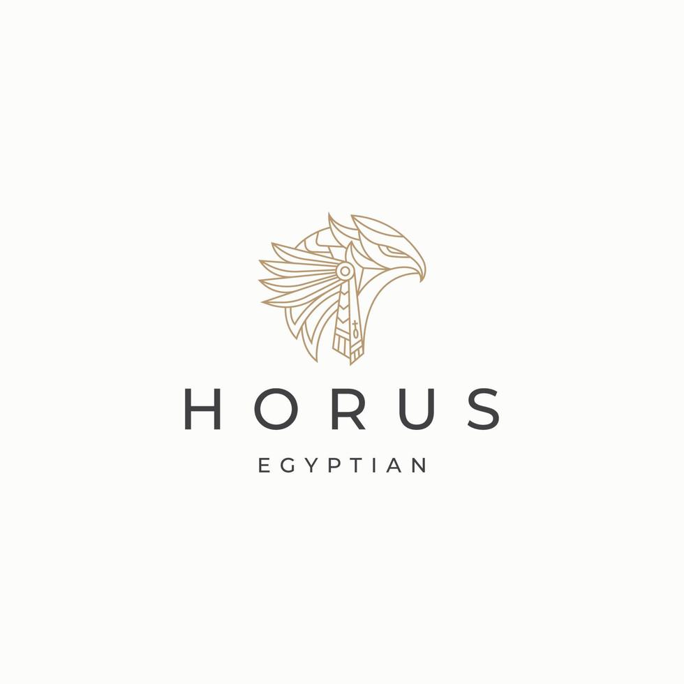 modello di progettazione dell'icona del logo di horus dio egiziano. elegante vettore piatto d'oro di lusso