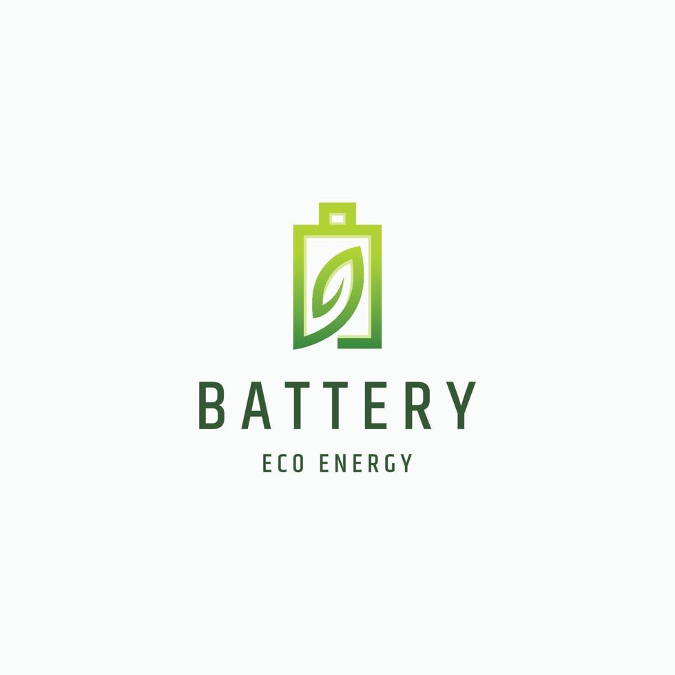 batteria e foglia eco natura energia logo icona modello di progettazione vettore