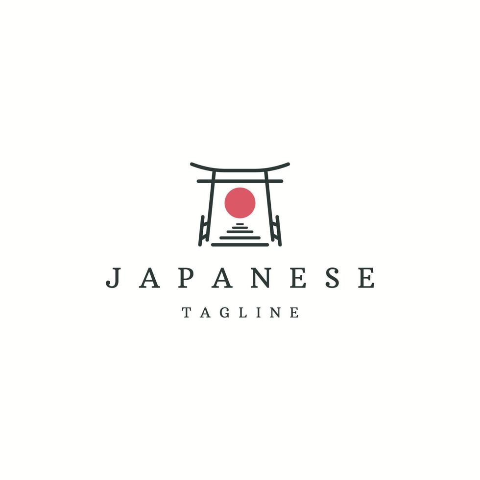 vettore piatto del modello di progettazione dell'icona del logo del Giappone del portone di torii