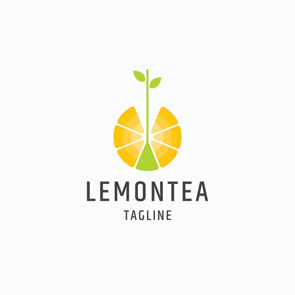 illustrazione vettoriale del modello di design piatto dell'icona del logo del tè al limone