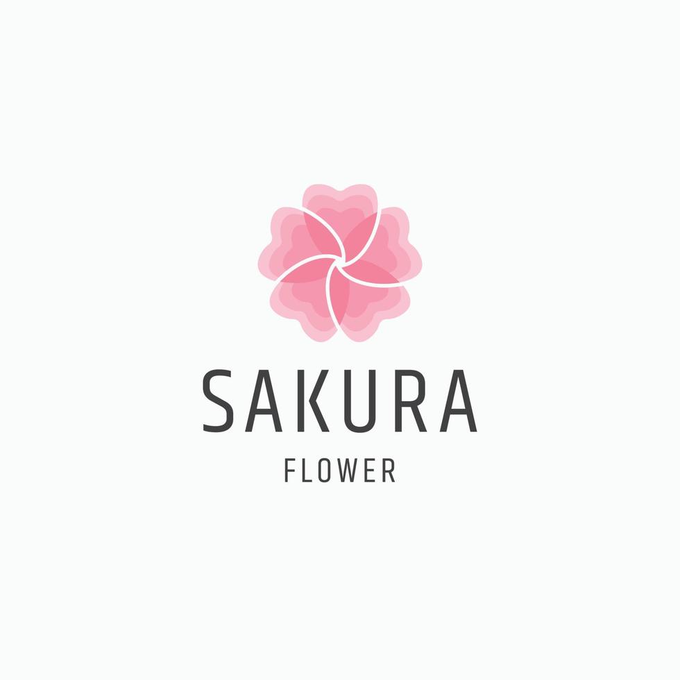 illustrazione vettoriale del modello di design piatto dell'icona del logo del fiore di sakura