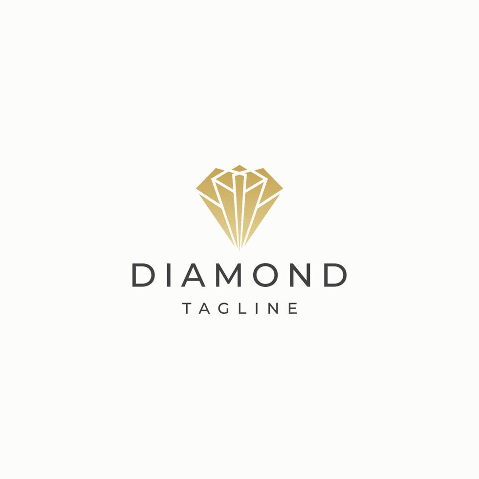 vettore piatto del modello di progettazione dell'icona del logo della pietra del diamante di lusso