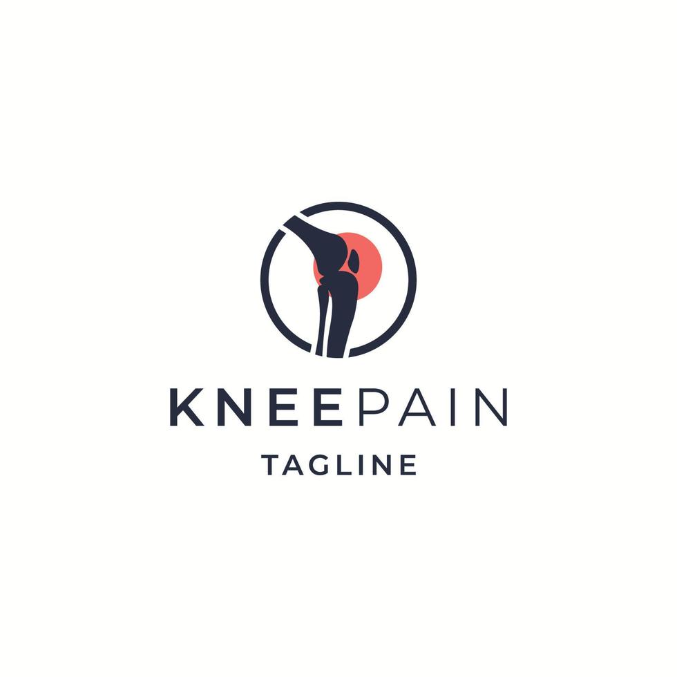 illustrazione vettoriale piatta del modello di disegno dell'icona del logo ortopedico del dolore osseo del ginocchio