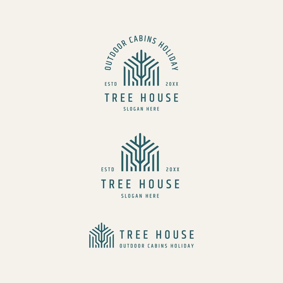 illustrazione vettoriale del modello di progettazione dell'icona del logo della cabina della casa sull'albero