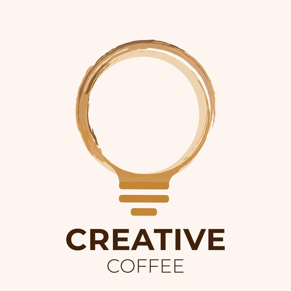 idea creativa del logo del caffè con macchia di tazza di caffè e concetto di lampadina vettore