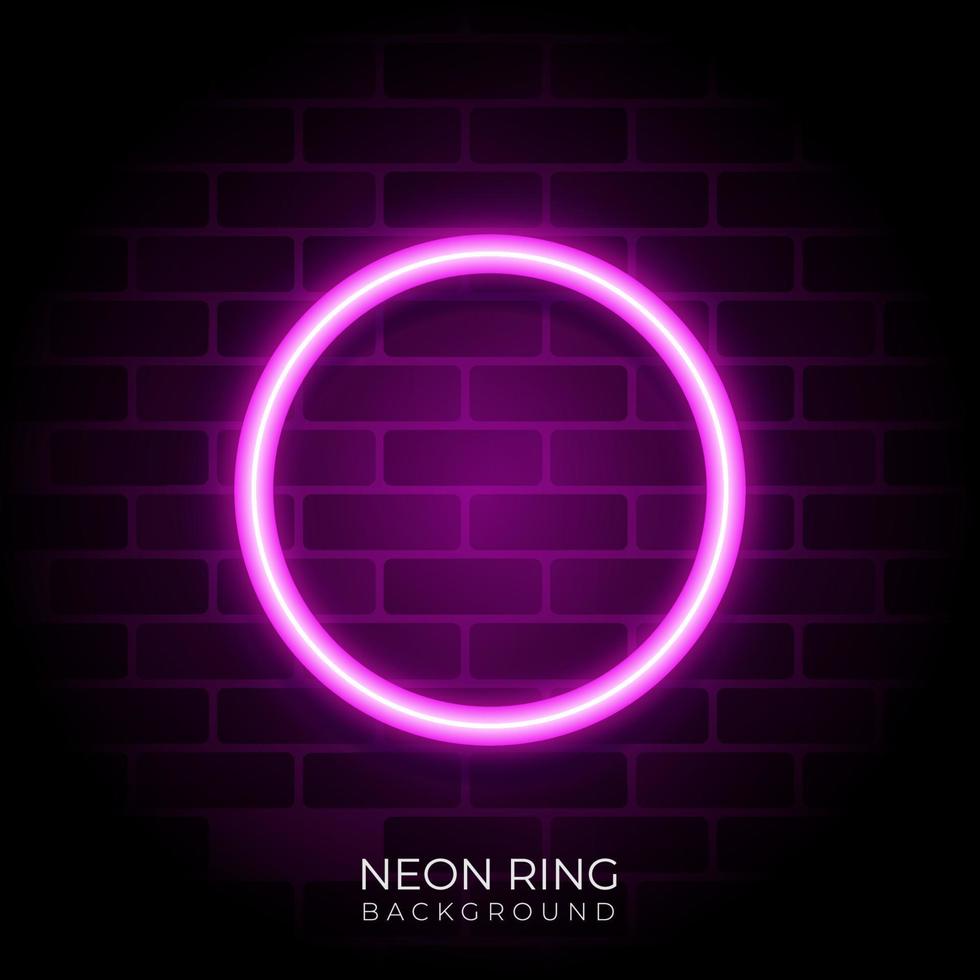 sfondo rosa anello al neon sul muro vettore