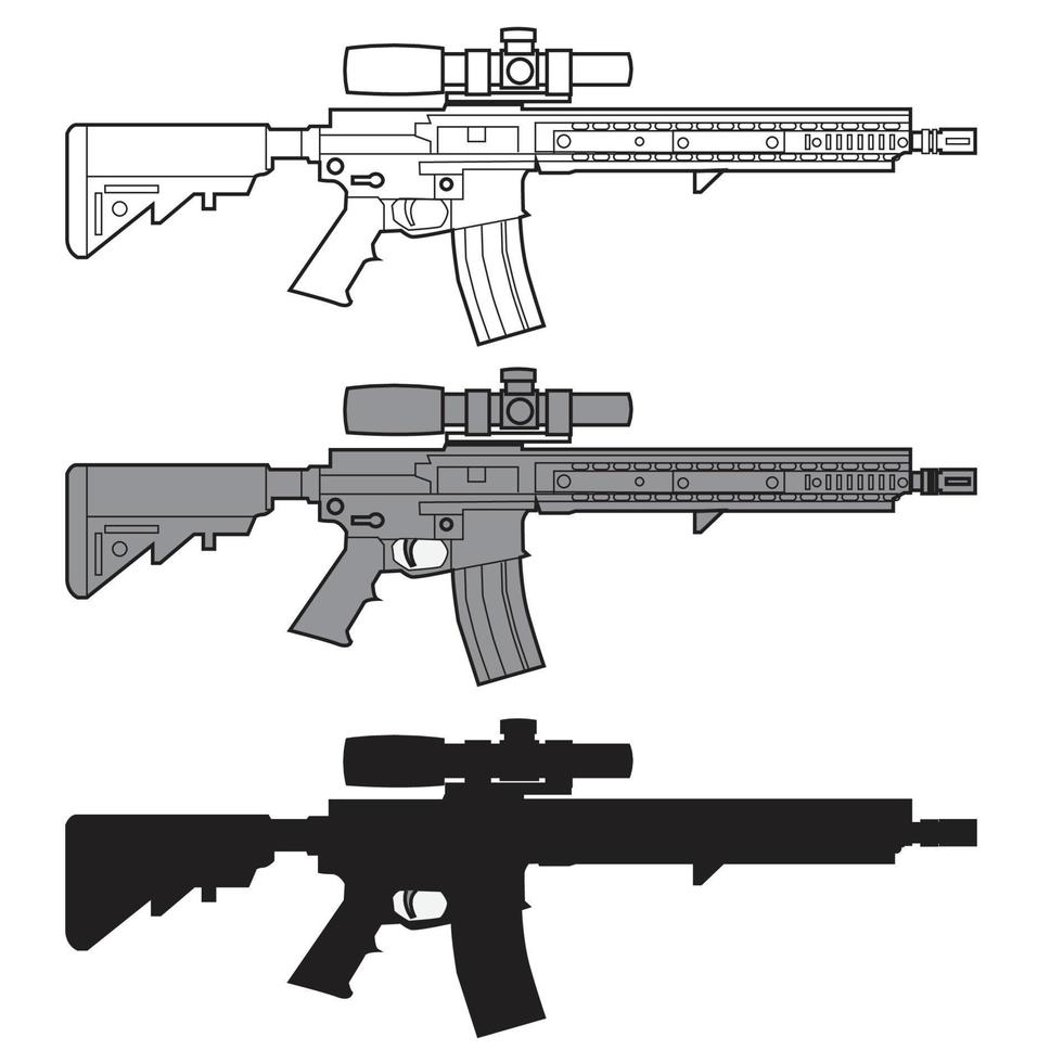 ar15 fucile pistola moderna arma disegno vettoriale