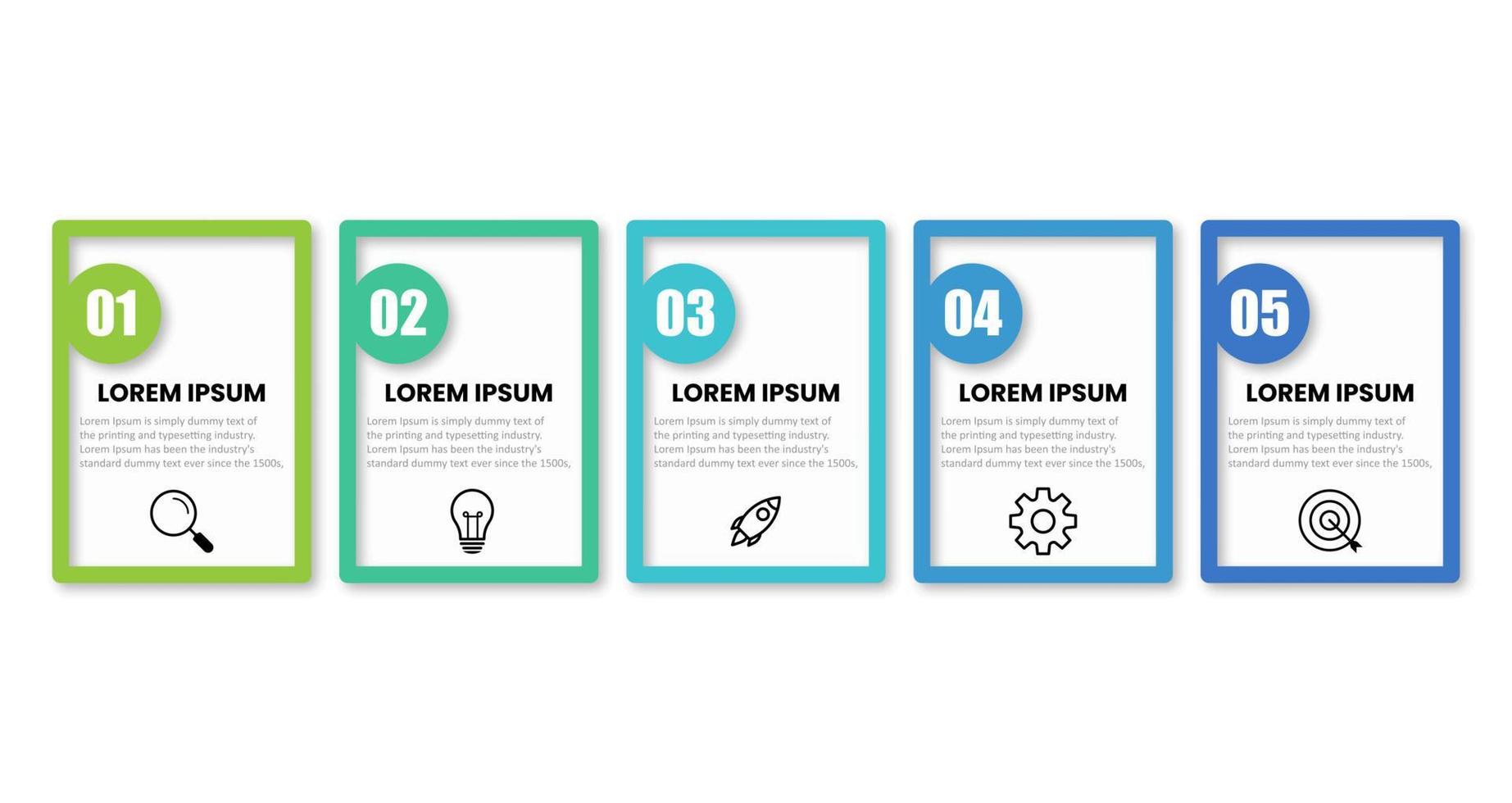 elemento di design infografica timeline e opzioni numeriche. concetto di business con 5 passaggi. può essere utilizzato per il layout del flusso di lavoro, il diagramma, il rapporto annuale, il web design. modello di business vettoriale per la presentazione.