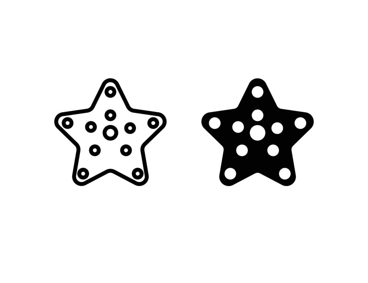 icona stella marina. icona del contorno e icona solida vettore