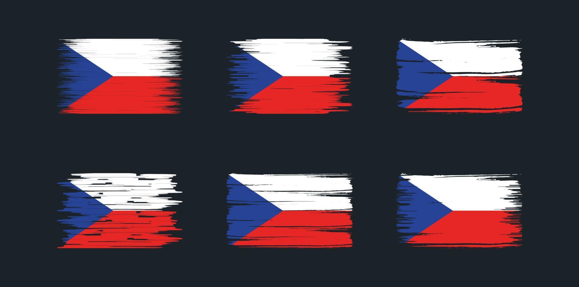 collezione di pennelli bandiera ceca. bandiera nazionale vettore