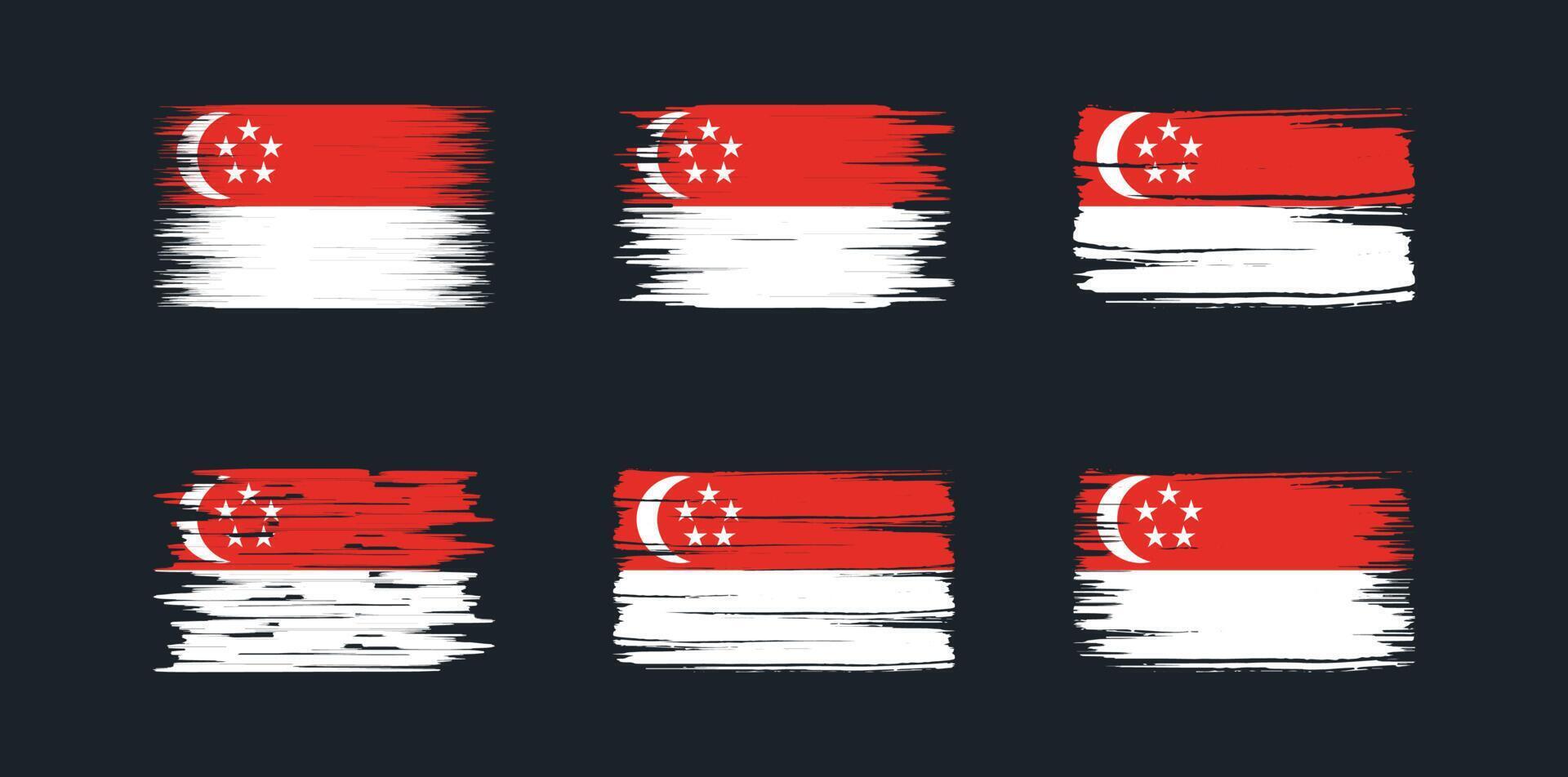 collezione di pennelli bandiera singapore. bandiera nazionale vettore