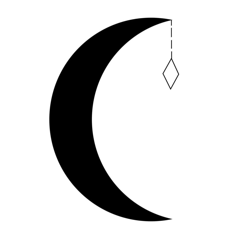 illustrazione vettoriale doodle mistica luna stilizzata con stelle, vettore magico