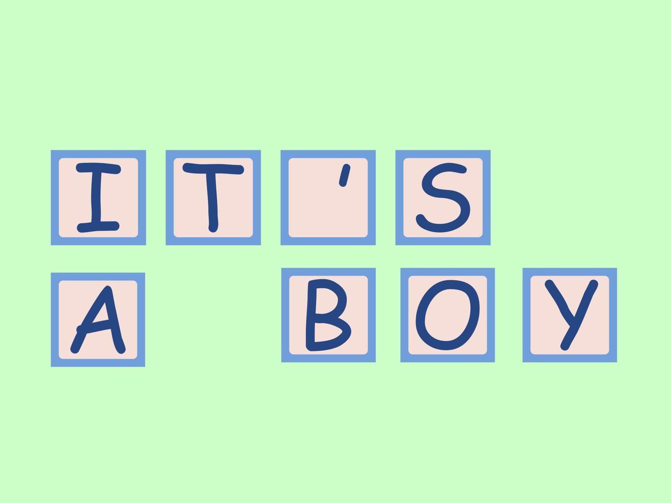 illustrazione vettoriale delle lettere sui cubi è un ragazzo