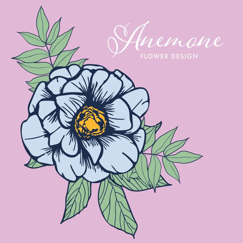 anemone fiore design oggetto isolato. elemento disegnato a mano. vettore